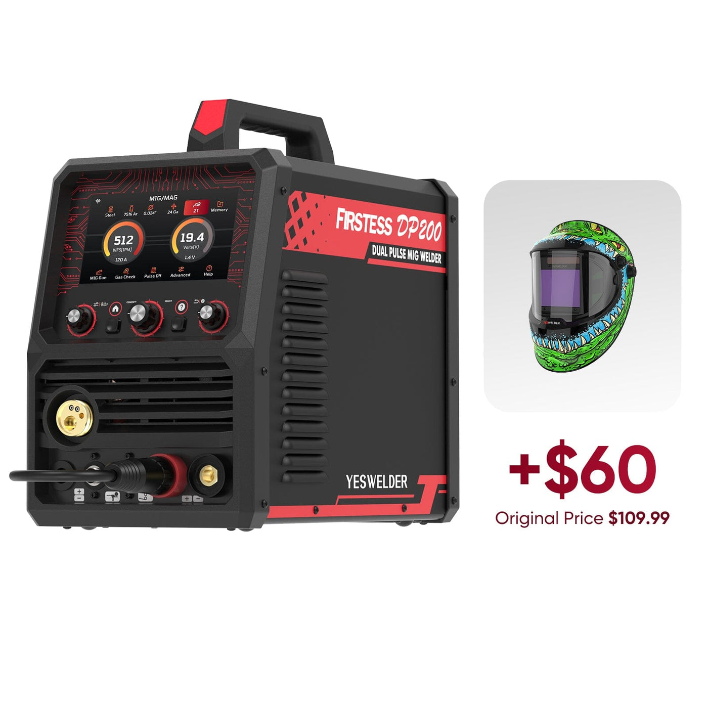 DP200 dual pulse Welder + helmet