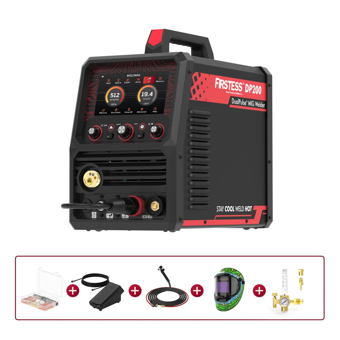 Firstess DP200 Multi-Process DualPulse™ MIG Welder Hardware > Tools > Welders & Plasma Cutters YesWelder Welder + Promo Bundle 