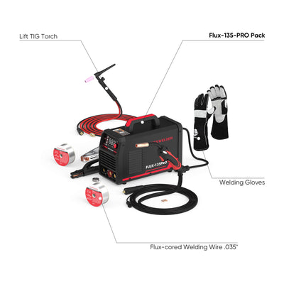 Flux-135-PRO 110V Digital Display Flux MIG/Lift TIG/Stick 3-in-1 Gasless MIG Welder Hardware > Tools > Welders & Plasma Cutters YesWelder Welder+Combo Bundle｜ Only $176.87 (Save $86.10) 