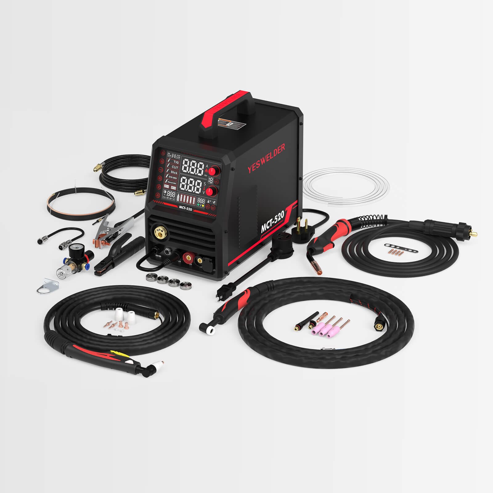 MCT520  MIG/TIG/Stick/CUT | HF Start | Spool Gun Support | 110/220V Welding and Cutting Combo Machine