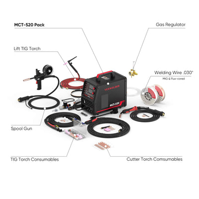 MCT520 5-in-1 MIG/TIG/Stick/CUT Welder | HF Start | Spool Gun Compatible | 110/220V Combo Machine Hardware > Tools > Welders & Plasma Cutters YesWelder Welder&Cutter+Combo Bundle｜ Only $766.53 (Save $372.40) 