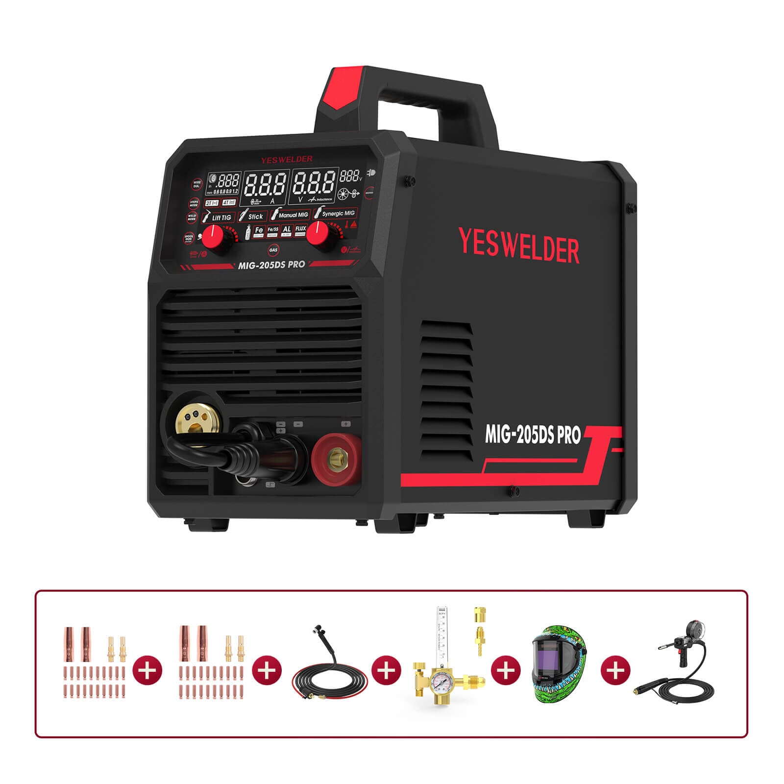 MIG-205DS-Pro Multi-Process MIG Aluminum Welder Hardware > Tools > Welders & Plasma Cutters YesWelder Welder+Promo Bundle 