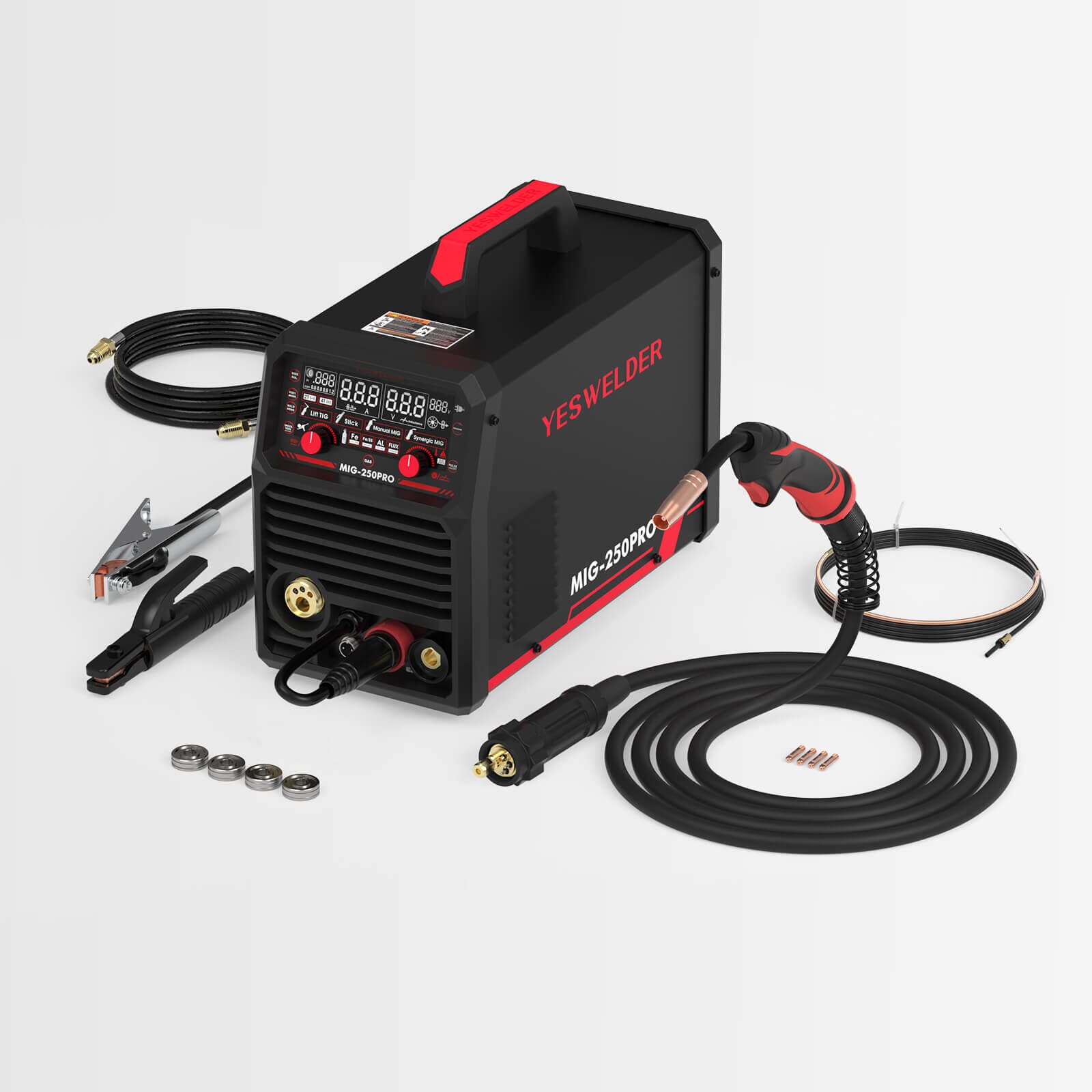 MIG-250PRO-DG 220V MIG Welder with Pulse Function, Digital Screen, and Spool Gun Compatibility