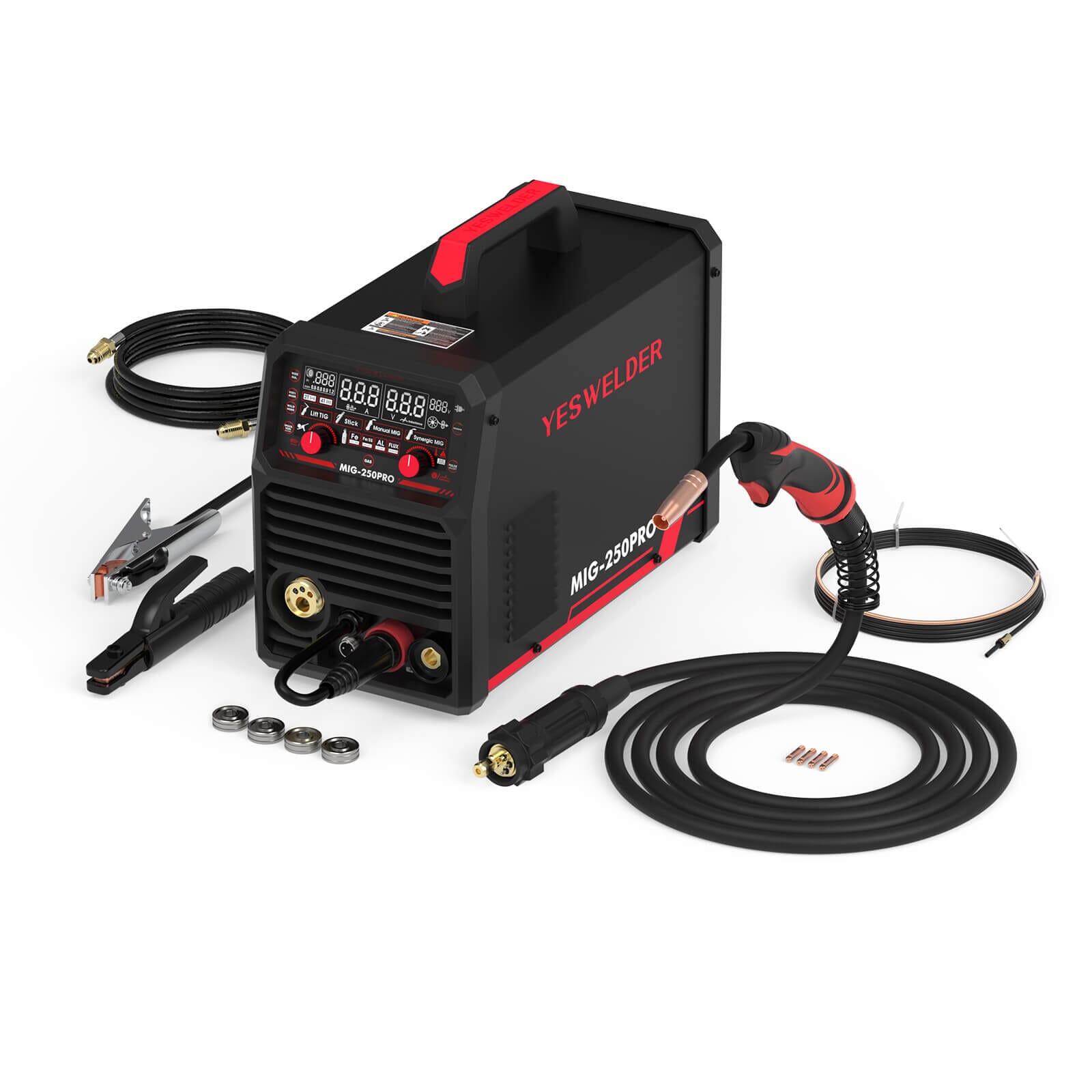 MIG-250PRO-DG 220V MIG Welder with Pulse Function, Digital Screen, and Spool Gun Compatibility