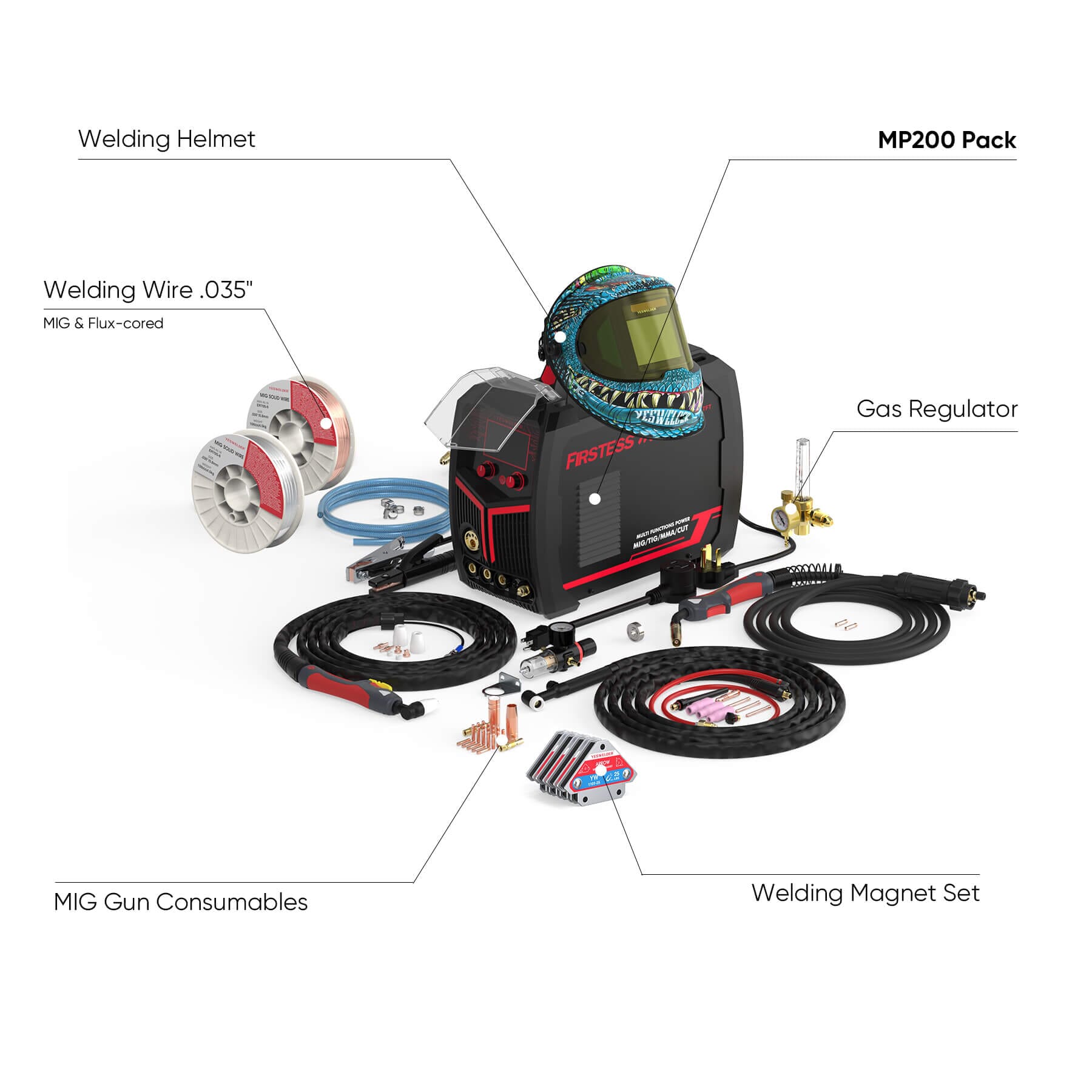 FIRSTESS MP200 5-in-1 Welder & Cutter Hardware > Tools > Welders & Plasma Cutters YesWelder Welder+Promo Bundle｜ Only $806.99 (Save $373.95) 