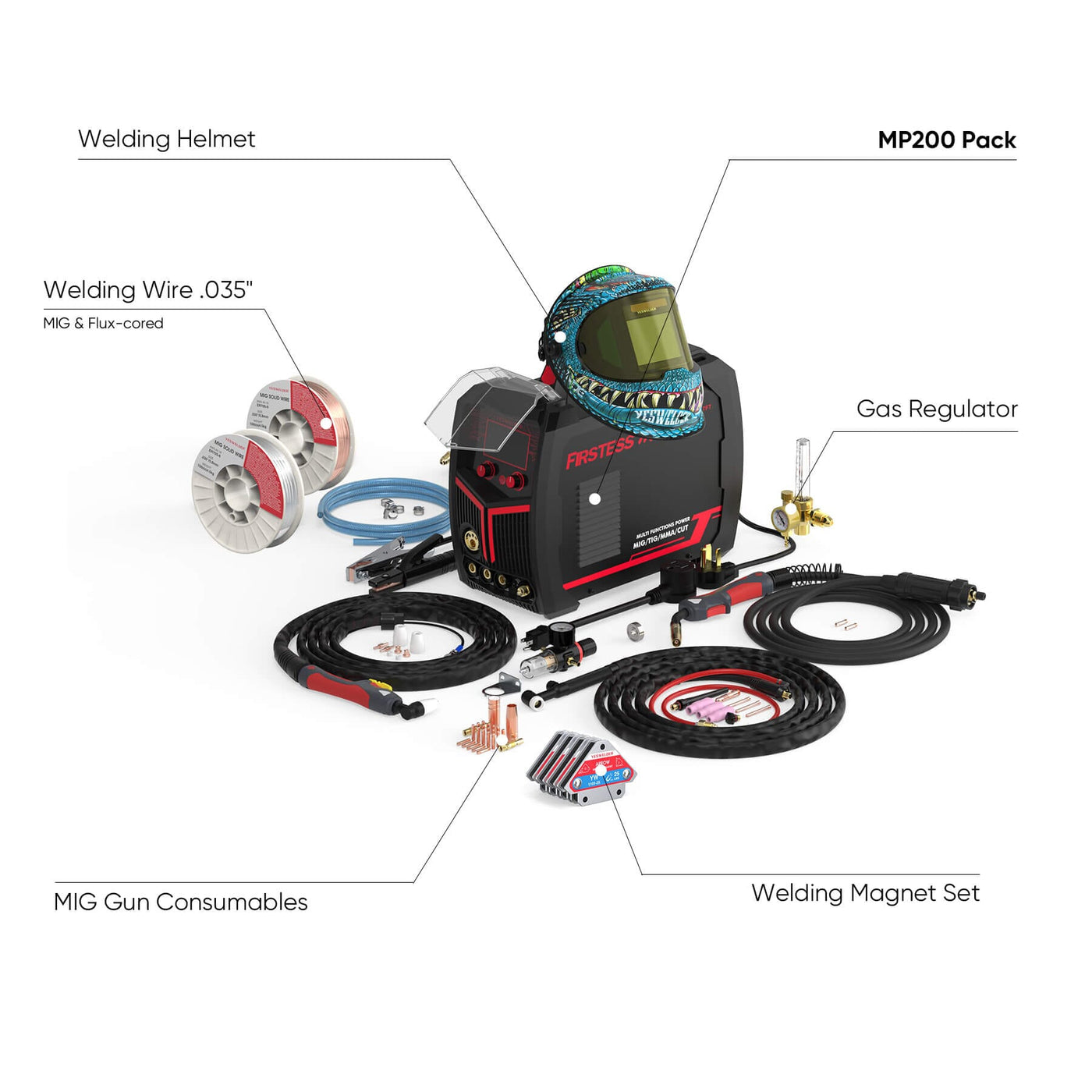 FIRSTESS MP200 5-in-1 Welder & Cutter Hardware > Tools > Welders & Plasma Cutters YesWelder Welder+Promo Bundle｜ Only $806.99 (Save $373.95) 
