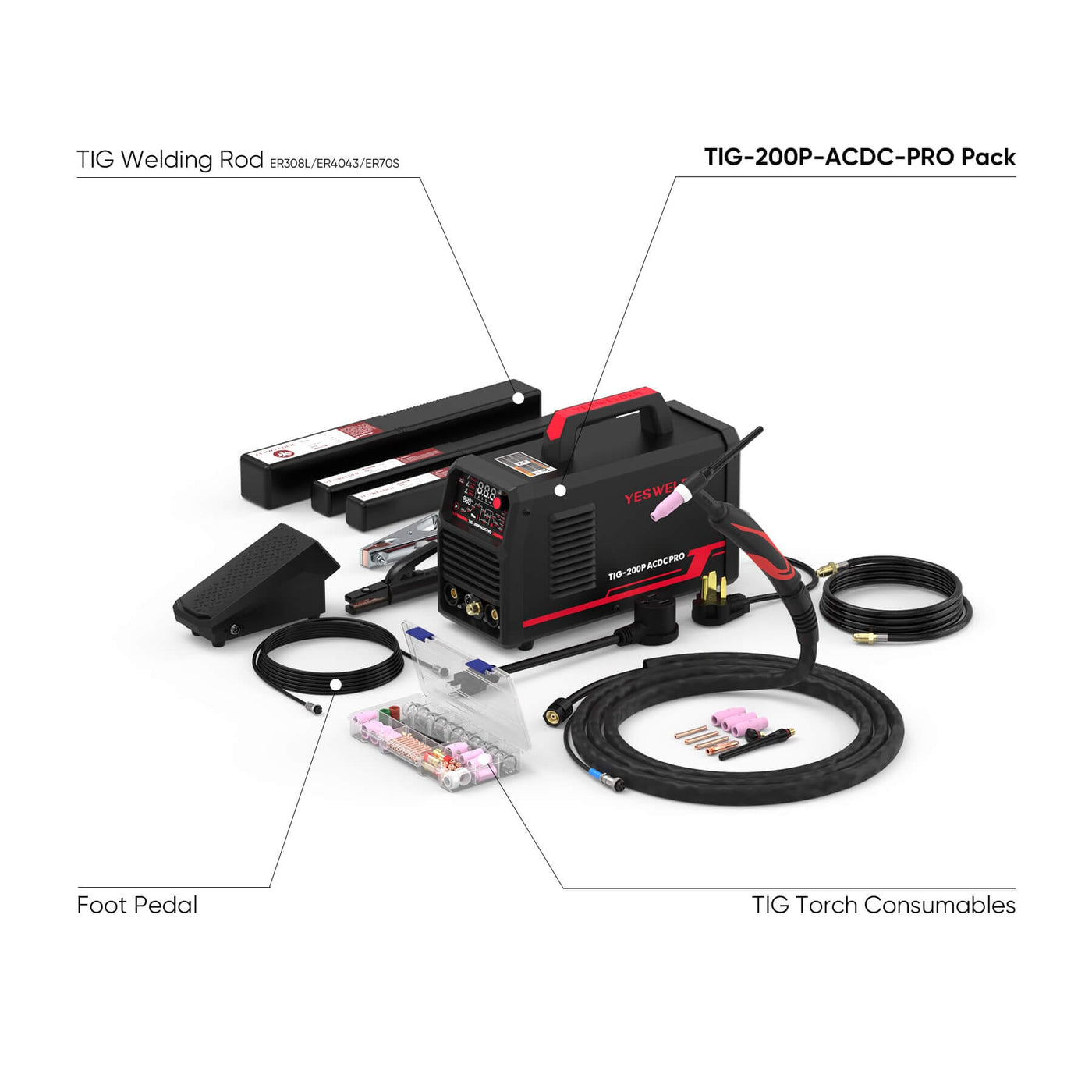 TIG-200P-ACDC-PRO AC/DC Aluminum TIG Welder Hardware > Tools > Welders & Plasma Cutters YesWelder Welder+Combo Bundle｜ Only $579.98 (Save $273.96) 
