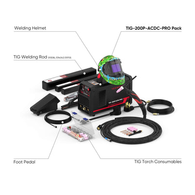 TIG-200P-ACDC-PRO AC/DC Aluminum TIG Welder Hardware > Tools > Welders & Plasma Cutters YesWelder Welder+Promo Bundle｜ Only $649.28 (Save $314.65) 