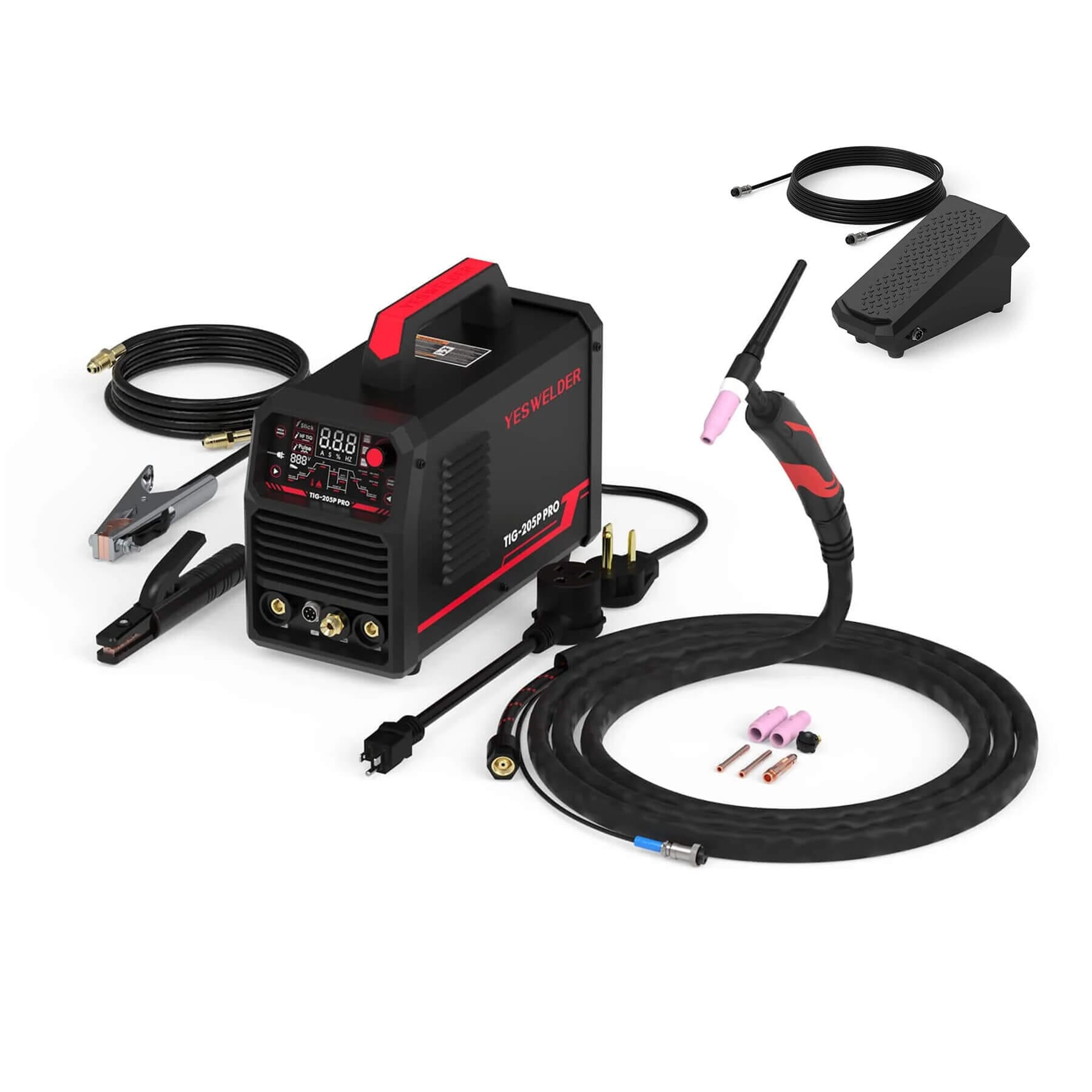TIG-205P-PRO Pulse TIG Welder Stick/DC TIG/Pulse TIG 3 In 1 TIG Welder Hardware > Tools > Welders & Plasma Cutters YesWelder Welder+Foot Pedal｜ Only $230.99 (Save $98.99) 