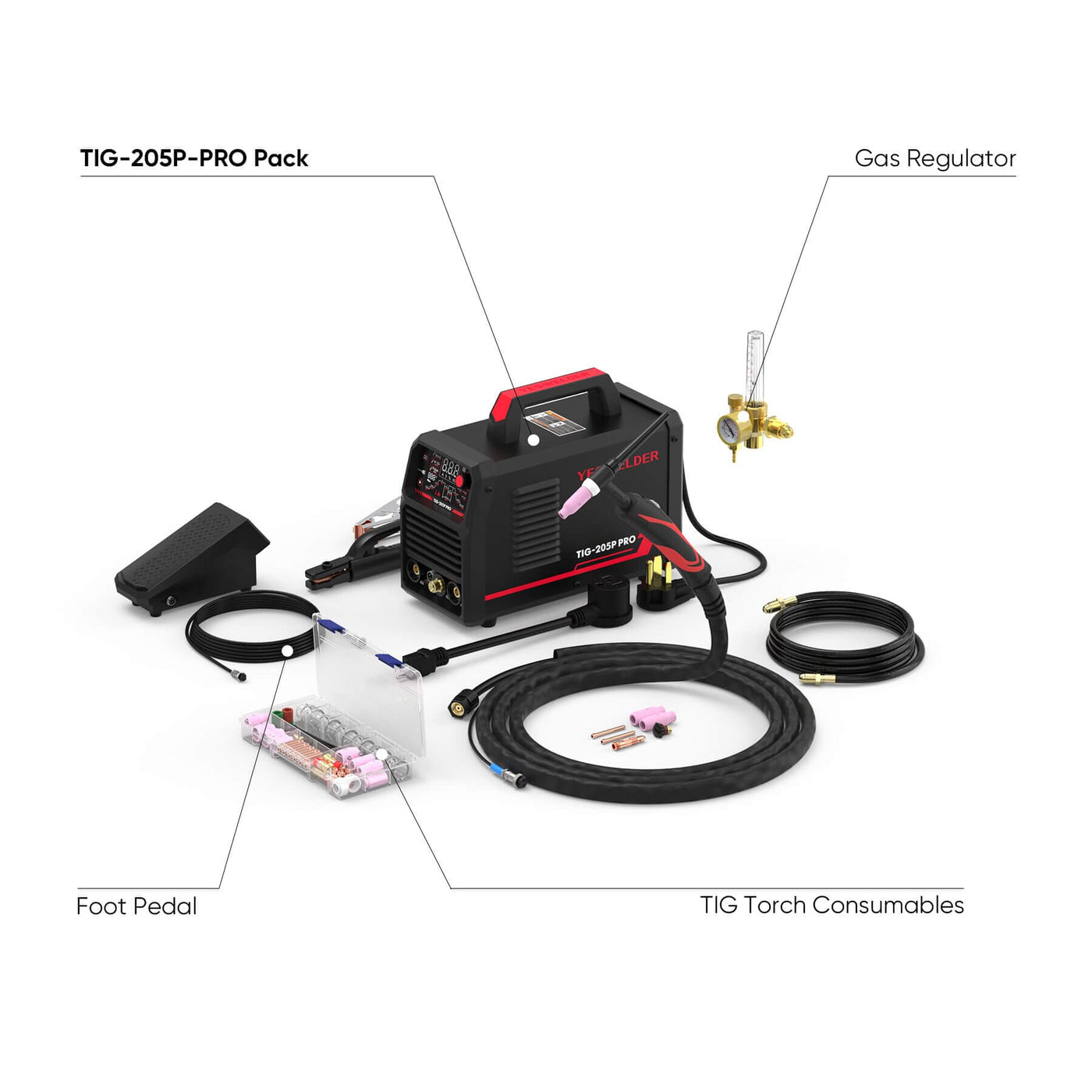 TIG-205P-PRO Pulse TIG Welder Stick/DC TIG/Pulse TIG 3 In 1 TIG Welder Hardware > Tools > Welders & Plasma Cutters YesWelder Welder+Combo Bundle｜ Only $279.55 (Save $136.41) 