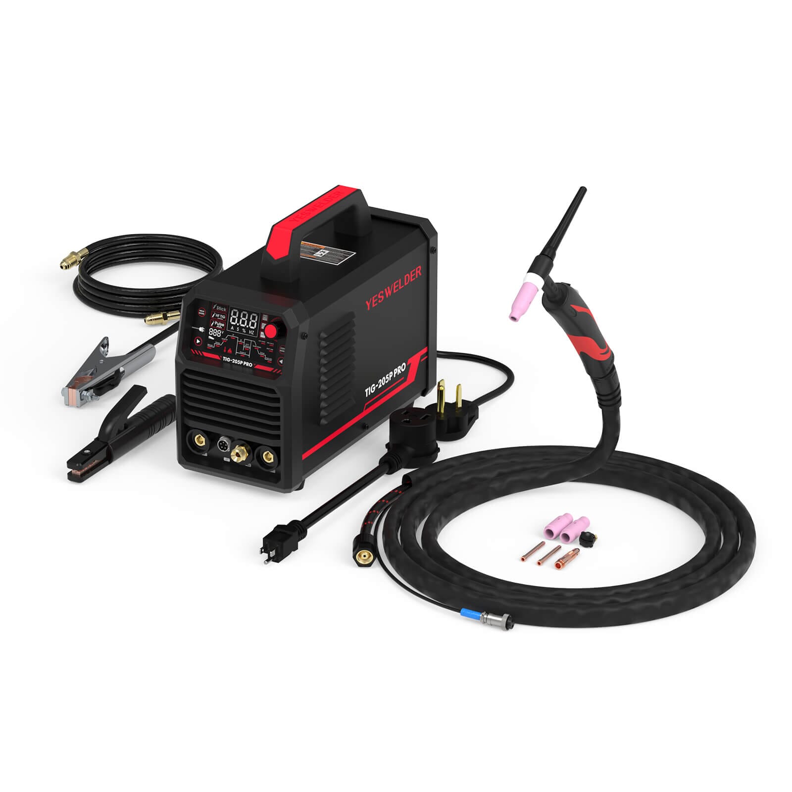 TIG-205P-PRO Pulse TIG Welder Stick/DC TIG/Pulse TIG 3 In 1 TIG Welder