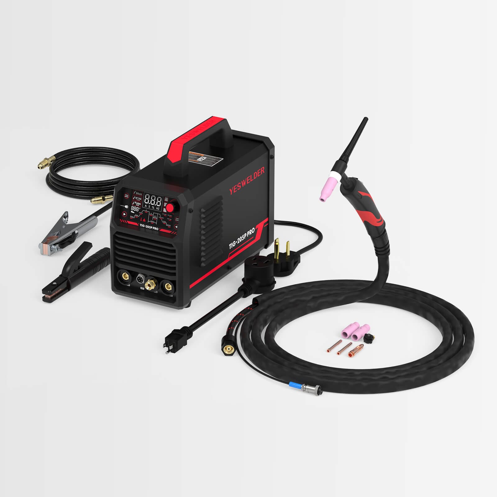 TIG-205P-PRO Pulse TIG Welder Stick/DC TIG/Pulse TIG 3 In 1 TIG Welder