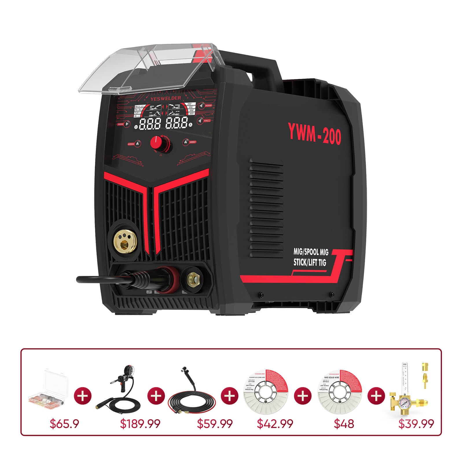 YWM-200 4-in-1 Multi-Process Aluminum MIG Welder Hardware > Tools > Welders & Plasma Cutters YesWelder YWM-200+Promo Bundle ｜ Only $720.00 (Save $241.00) 