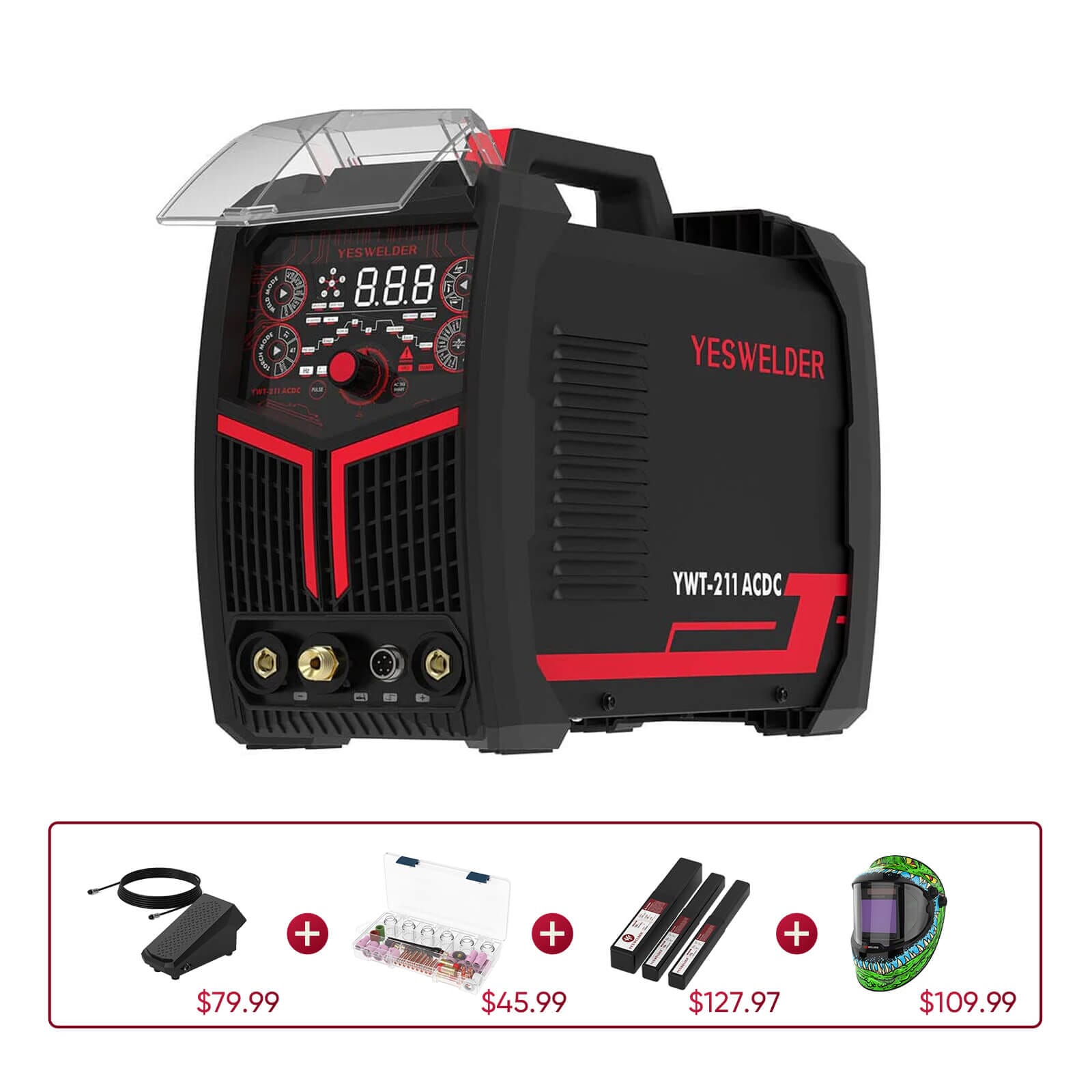 YWT-211ACDC AC Smart Setting Aluminum TIG Welder Hardware > Tools > Welders & Plasma Cutters YesWelder YWT-211ACDC+Promo Bundle ｜ Only $794.00 (Save $270.00) 